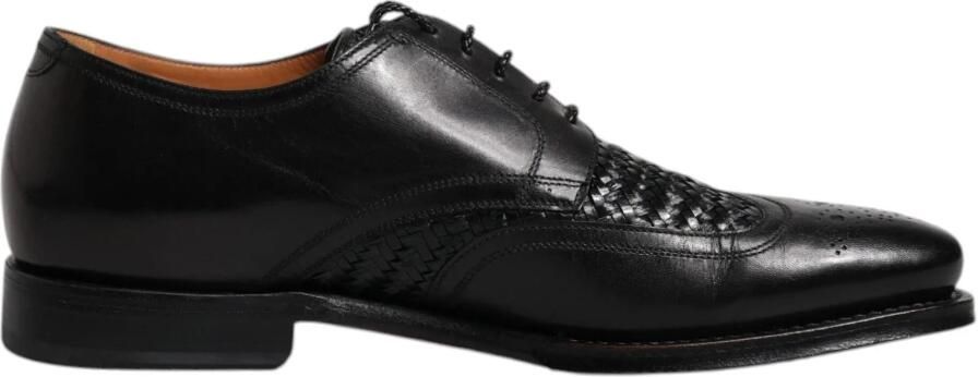 Dolce & Gabbana Zwarte Weave Detail Oxford Schoenen Mv6650