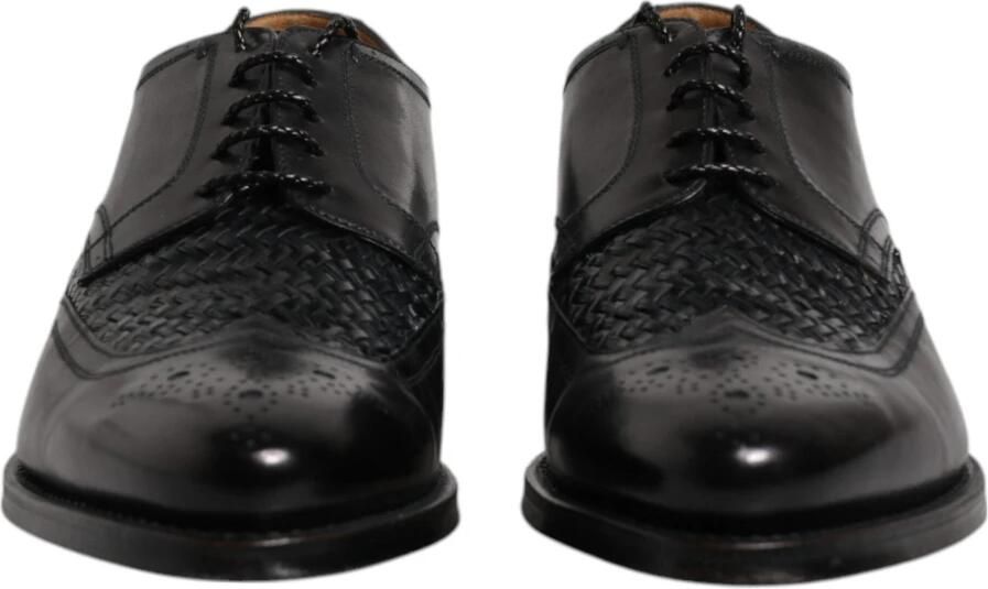 Dolce & Gabbana Zwarte Weave Detail Oxford Schoenen Mv6650 - Foto 3