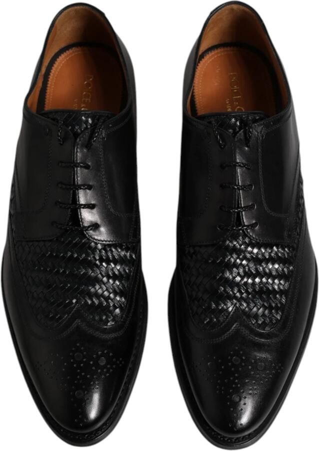 Dolce & Gabbana Zwarte Weave Detail Oxford Schoenen Mv6650 - Foto 2