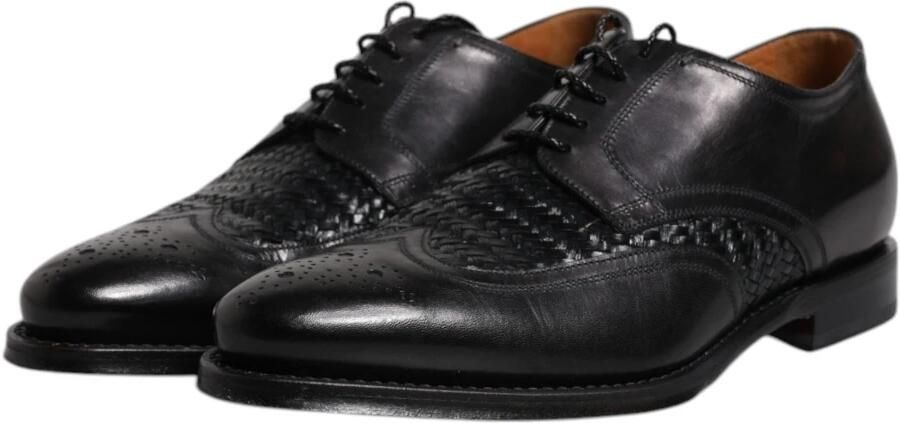 Dolce & Gabbana Zwarte Weave Detail Oxford Schoenen Mv6650 - Foto 5