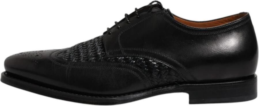 Dolce & Gabbana Zwarte Weave Detail Oxford Schoenen Mv6650 - Foto 6