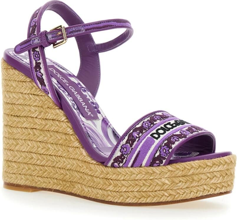 Dolce & Gabbana Geborduurde Sleehak Sandalen