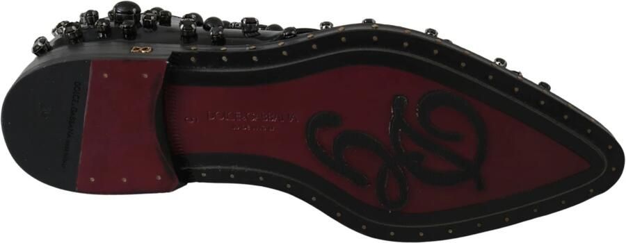 Dolce & Gabbana Zwarte Leren Kristallen Jurk Brogue Schoenen Black - Foto 4