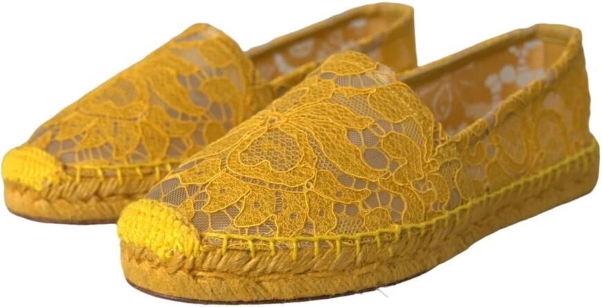 Dolce & Gabbana Gele Kant Espadrille Loafers Platte Schoenen Yellow Dames - Foto 2