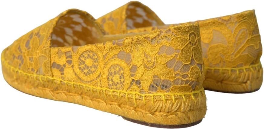 Dolce & Gabbana Gele Kant Espadrille Loafers Platte Schoenen Yellow Dames - Foto 3
