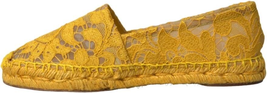 Dolce & Gabbana Gele Kant Espadrille Loafers Platte Schoenen Yellow Dames - Foto 5
