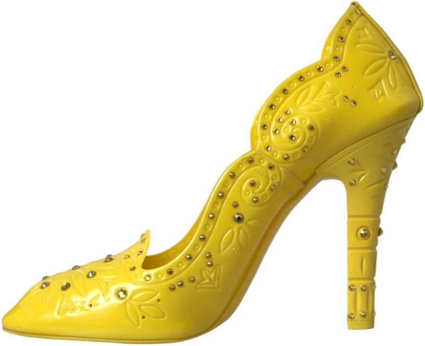 Dolce & Gabbana Gele Bloemen Kristallen Cinderella Hakken Yellow Dames