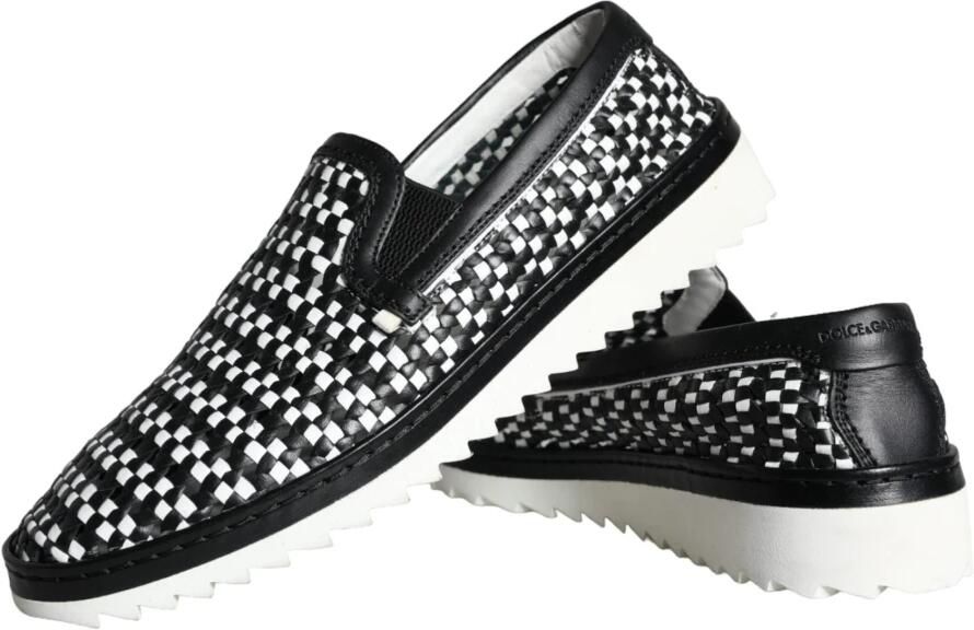 Dolce & Gabbana Zwart Wit Geweven Loafers Schoenen - Foto 2