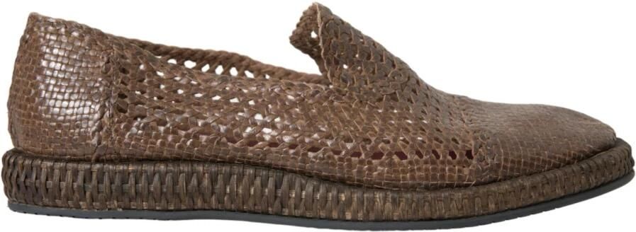 Dolce & Gabbana Elegante Leren Slipper in Bruin