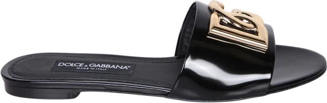 Dolce & Gabbana Patentleren Slides met DG Logo Black Dames - Foto 2