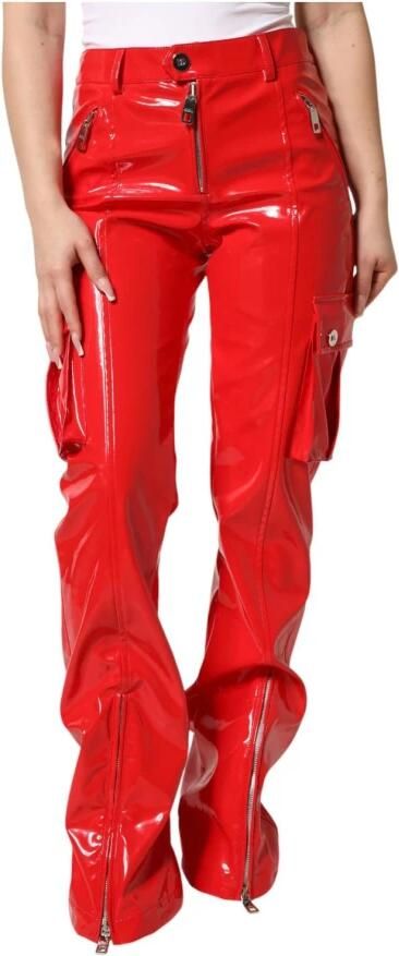 Dolce & Gabbana Glanzende Polyester Cargo Boot Cut Broek