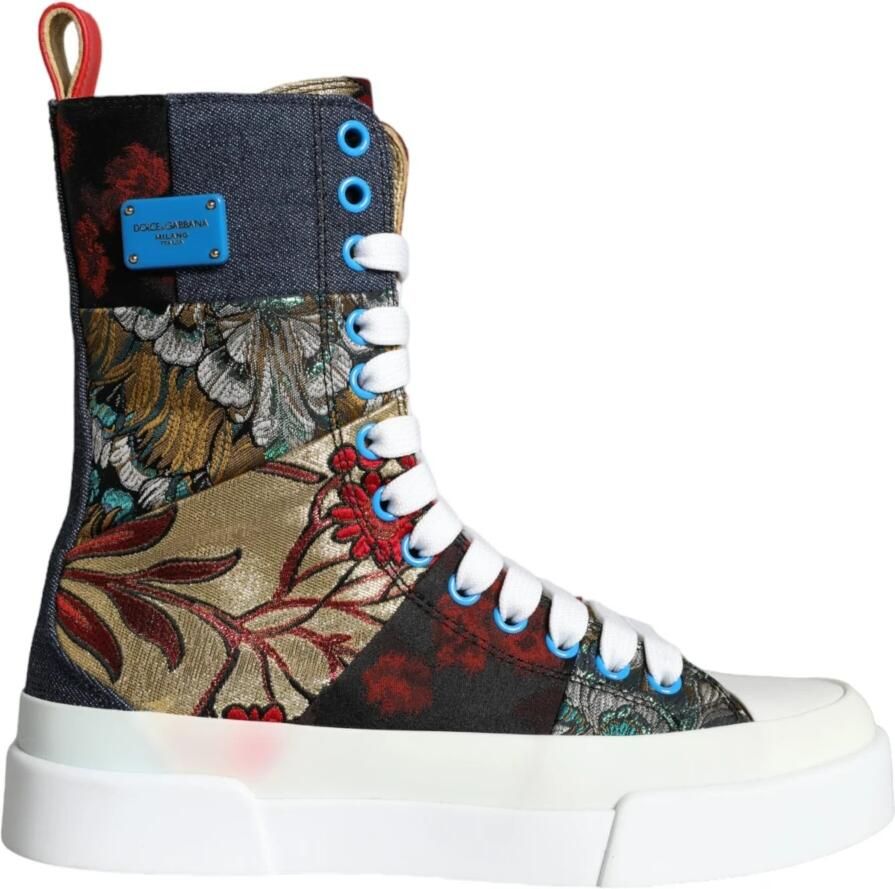 Dolce & Gabbana Multicolor Patchwork High Top Sneakers Multicolor Dames