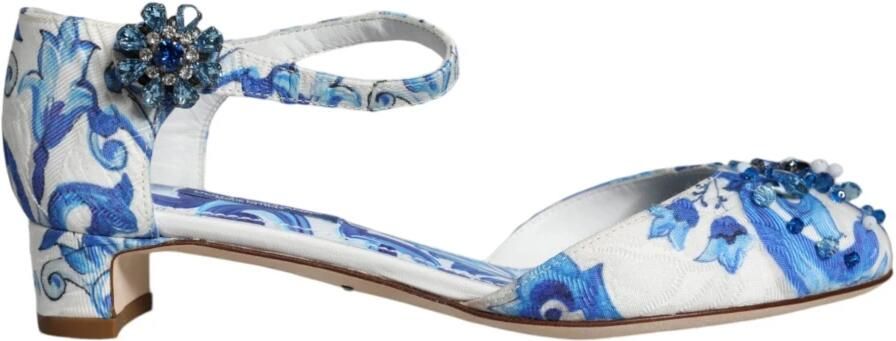 Dolce & Gabbana Majolica Print Enkelband Sandalen Blue Dames - Foto 2
