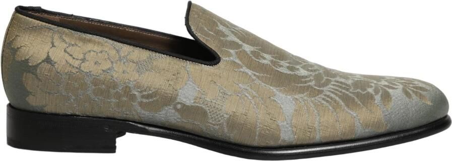 Dolce & Gabbana Gouden Jacquard Slip-On Loafers met Bloemmotief