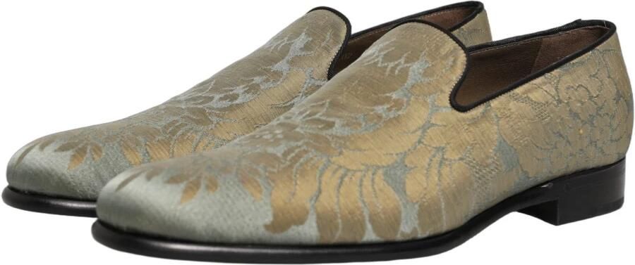 Dolce & Gabbana Gouden Jacquard Slip-On Loafers met Bloemmotief - Foto 4