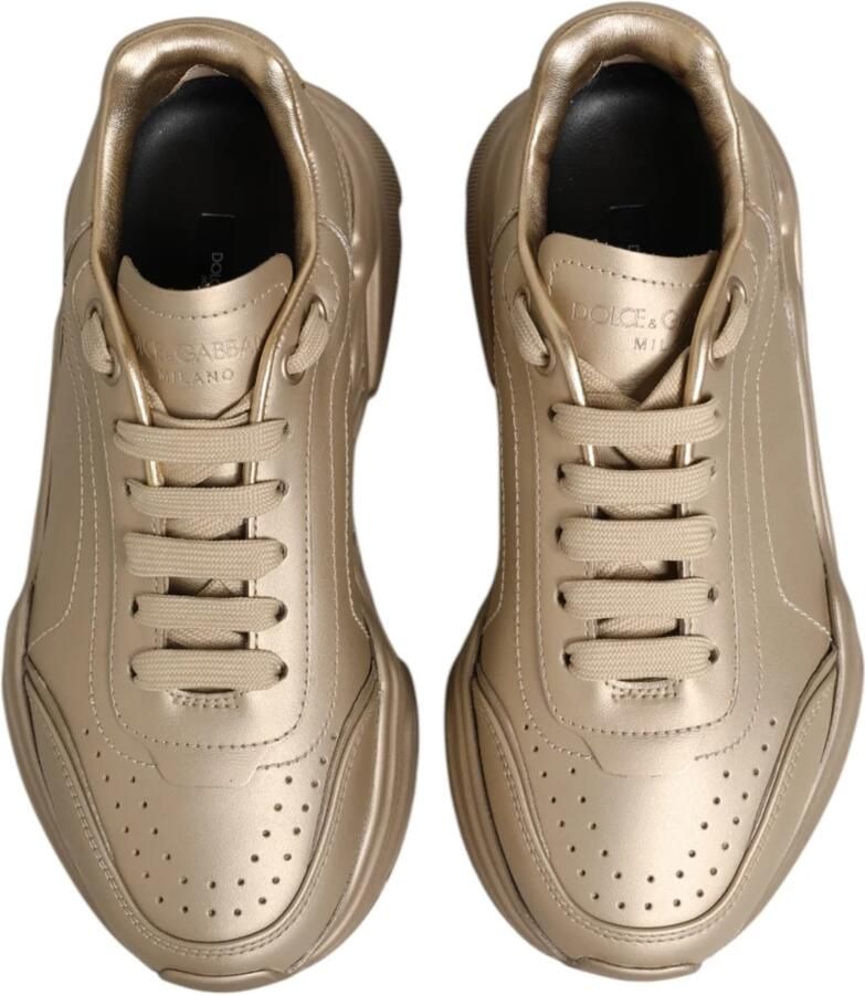 Dolce & Gabbana Gouden Leren Daymaster Dames Sneaker Schoenen