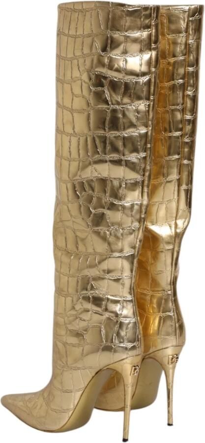Dolce & Gabbana Gouden leren stiletto laarzen