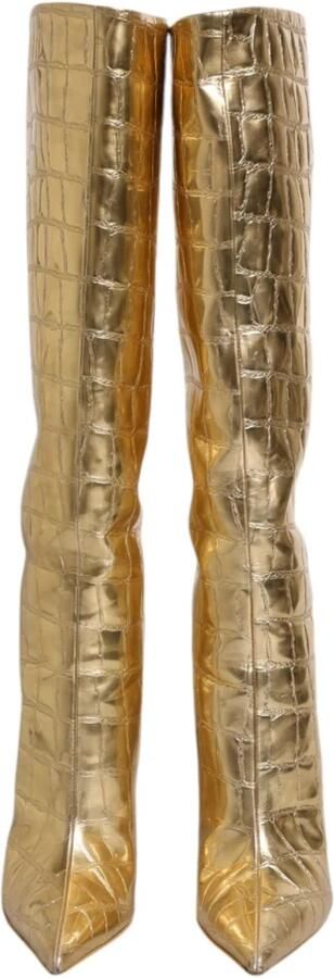 Dolce & Gabbana Gouden leren stiletto laarzen