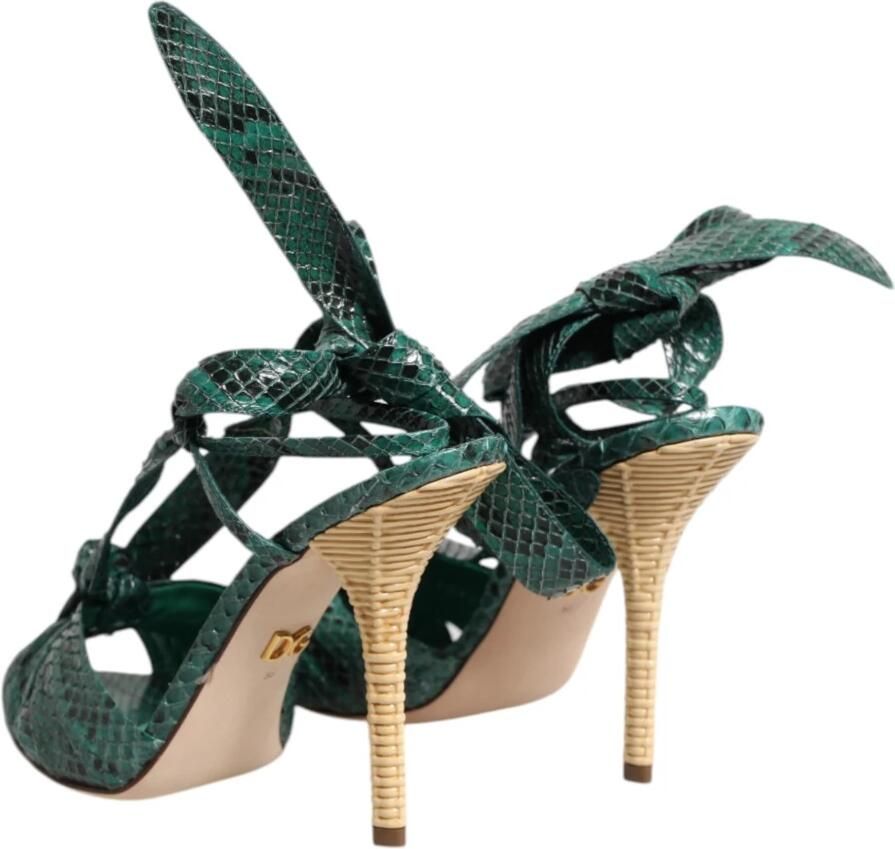 Dolce & Gabbana Groene Python Leren Hakken Sandalen