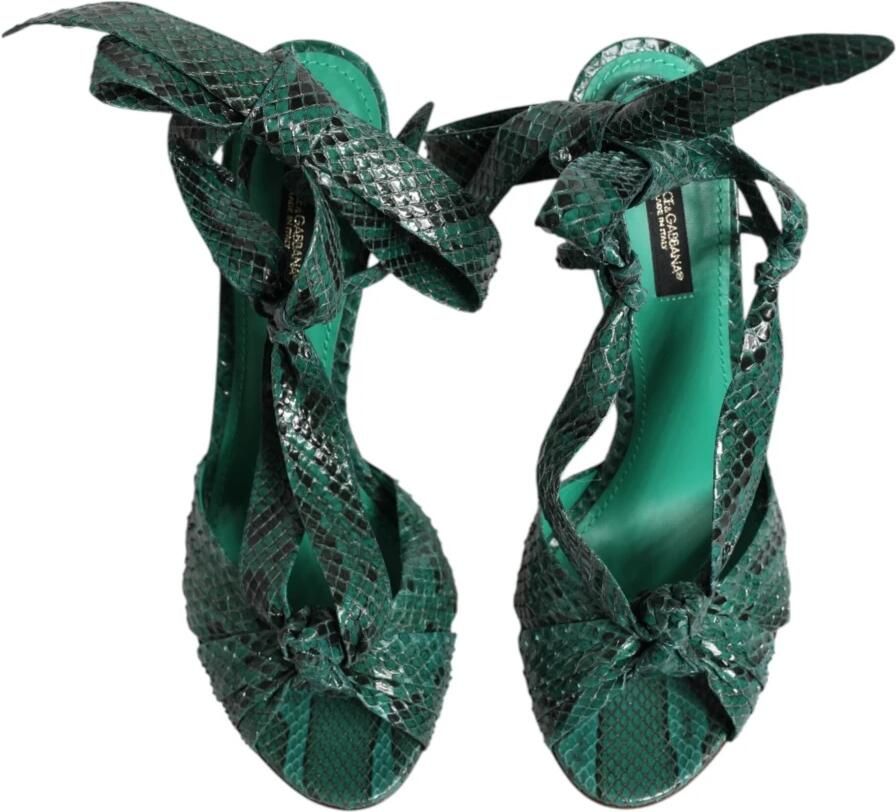 Dolce & Gabbana Emerald Exotic Leather Heels Sandals Shoes Groen Dames - Foto 4