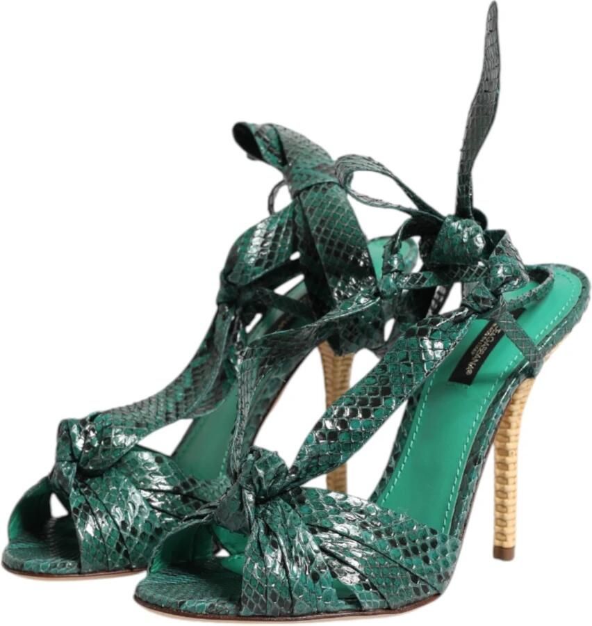 Dolce & Gabbana Emerald Exotic Leather Heels Sandals Shoes Groen Dames - Foto 2