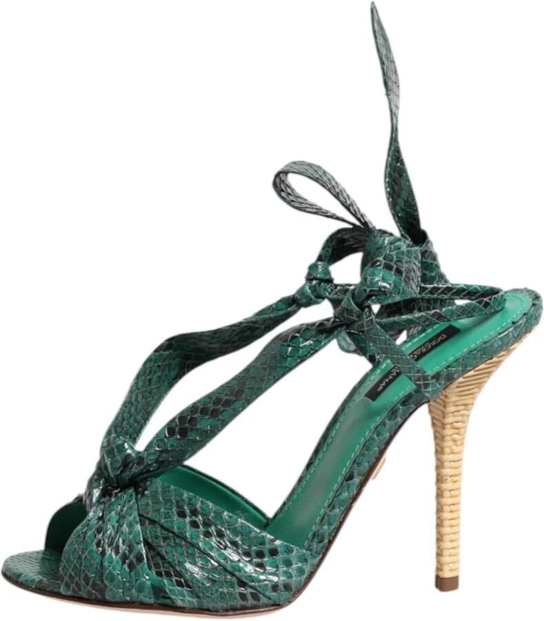 Dolce & Gabbana Emerald Exotic Leather Heels Sandals Shoes Groen Dames - Foto 5