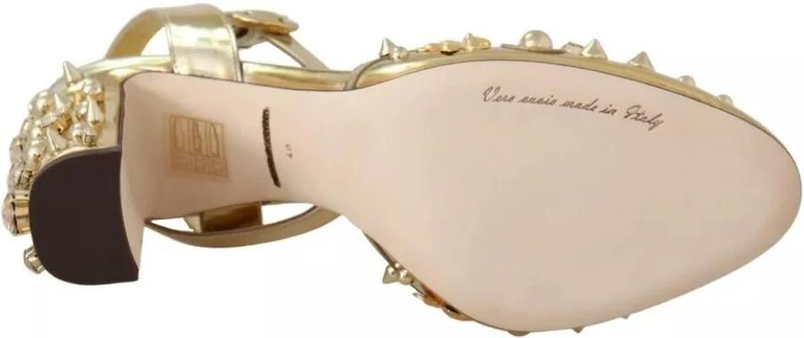 Dolce & Gabbana Gouden Kristal Studs Leren Slingback Sandalen Yellow Dames - Foto 2