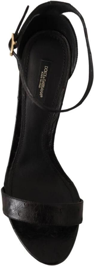 Dolce & Gabbana Zwarte Struisvogel Enkelband Hakken Sandalen Black Dames - Foto 2