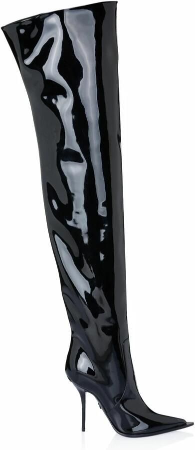 Dolce & Gabbana Zwarte Lakleren Kniehoge Laarzen Black Dames
