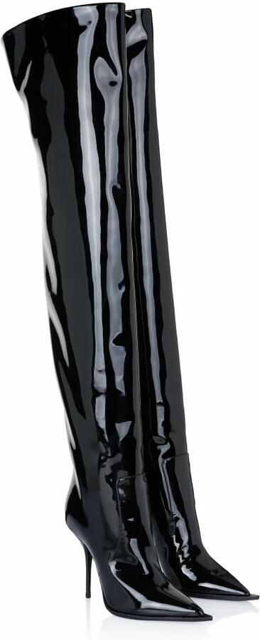 Dolce & Gabbana Zwarte Lakleren Kniehoge Laarzen Black Dames - Foto 2