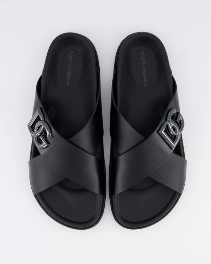 Dolce & Gabbana Leren slippers met logo-vormige applicatie - Foto 2