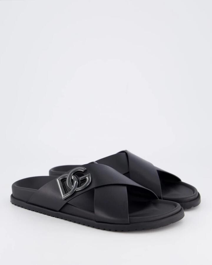 Dolce & Gabbana Leren slippers met logo-vormige applicatie - Foto 3
