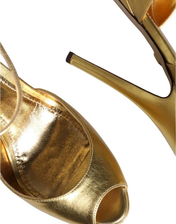 Dolce & Gabbana Gouden Leren Plateau Sandalen Yellow Dames - Foto 2