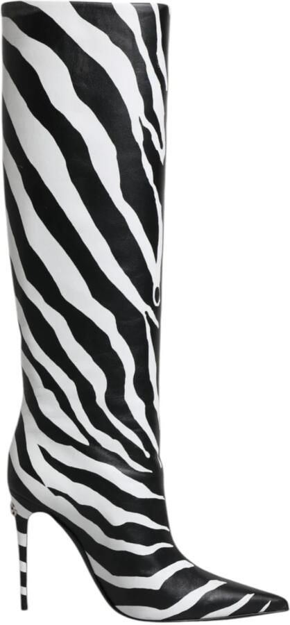 Dolce & Gabbana Zebra Print Hoge Hak Leren Laarzen