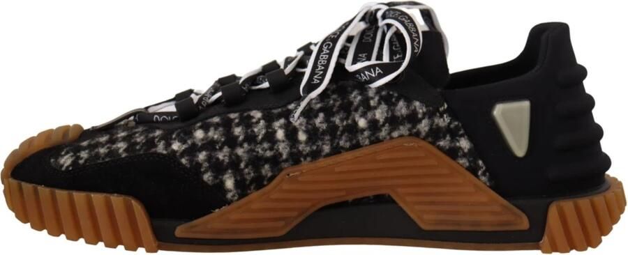 Dolce & Gabbana Black White Fabric Lace Up NS1 Sneakers Shoes Zwart Heren - Foto 4