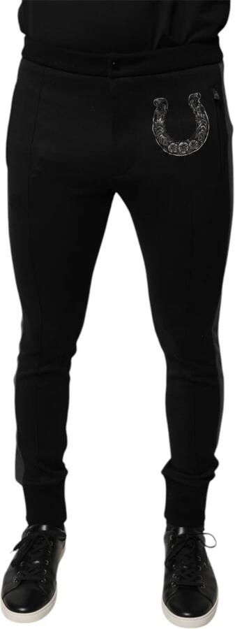 Dolce & Gabbana Horseshoe Embellished Wool Slim Fit Pants