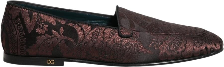 Dolce & Gabbana Jacquard Leather Slip On Loafers