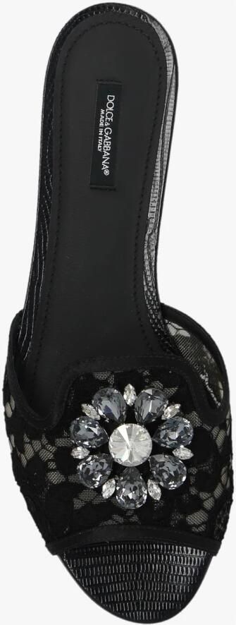 Dolce&Gabbana Sandalen Black Flat Sandals With Delicate Lace Design in grijs - Foto 6