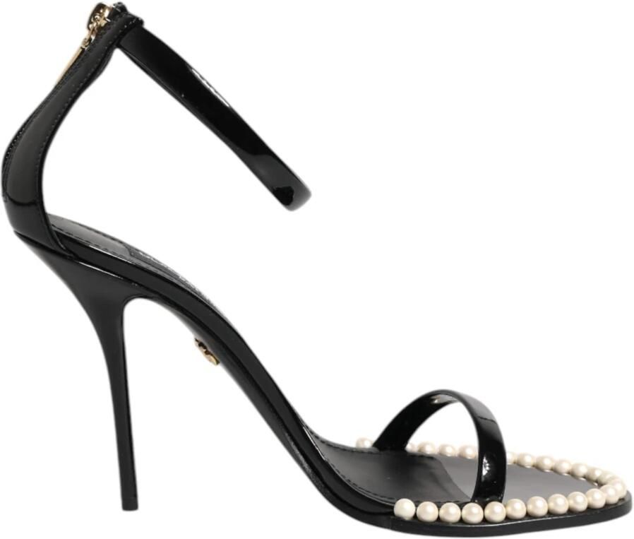 Dolce & Gabbana Parelversierde enkelband sandalen Black Dames