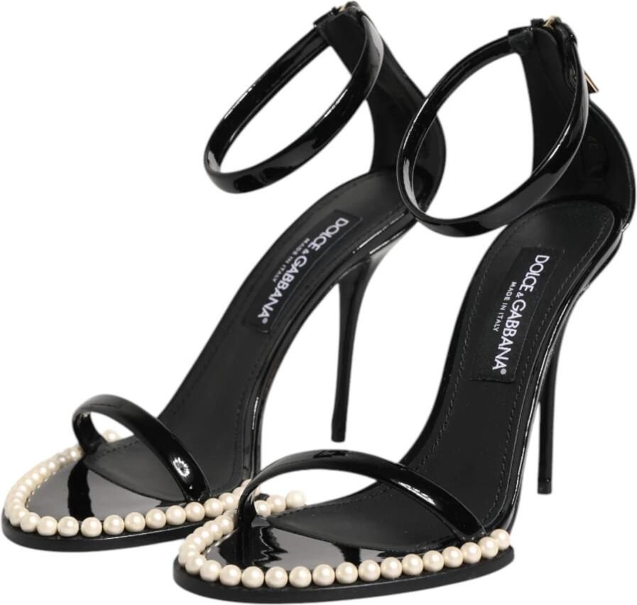 Dolce & Gabbana Parelversierde enkelband sandalen Black Dames