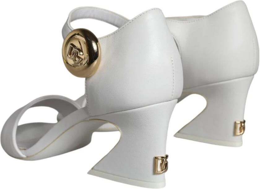 Dolce & Gabbana Nappa Leather Sandals With Geometric Heel Wit Dames