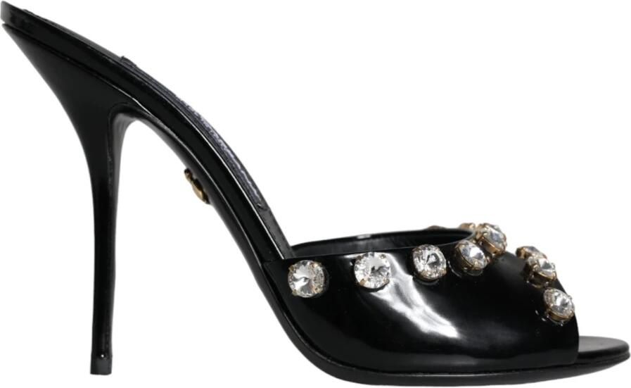 Dolce & Gabbana Zwarte Kristalhakken Sandalen Schoenen