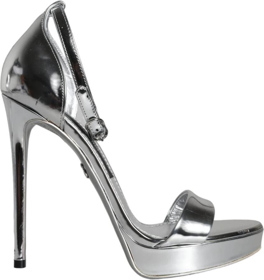 Dolce & Gabbana Zilveren Enkelband Hakken Sandalen Gray Dames
