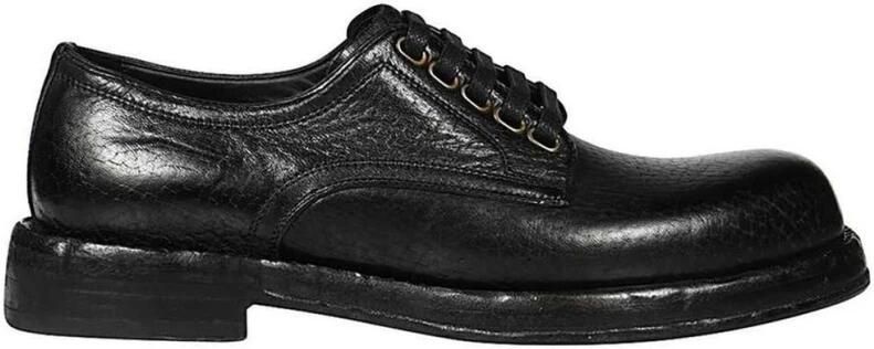 Dolce & Gabbana Zwarte Paardenleren Derby Heren Schoenen Black