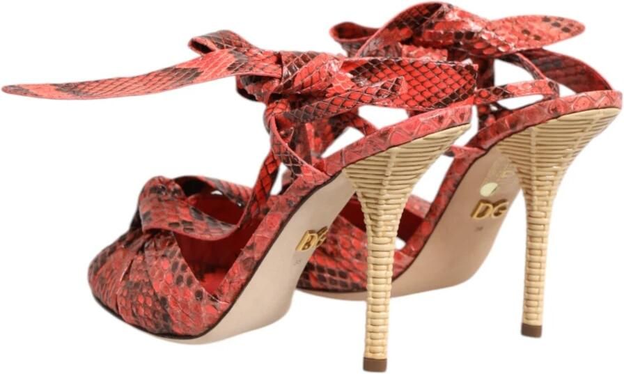 Dolce & Gabbana Koraal Python Leren Hakken Sandalen