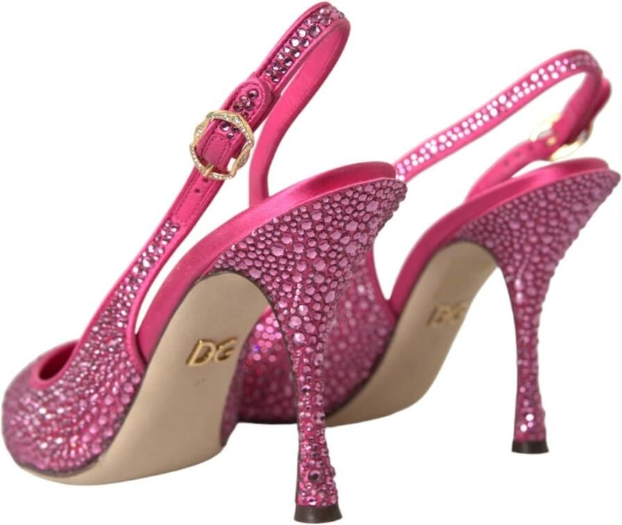 Dolce & Gabbana Roze Kristal Slingback Hakken Sandalen Pink Dames
