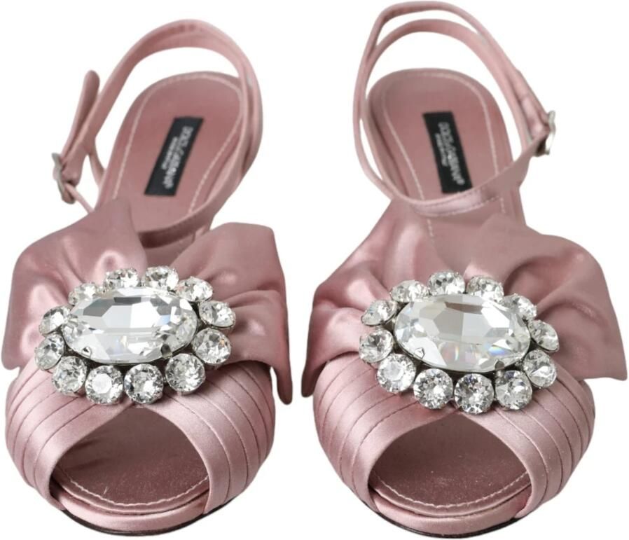 Dolce & Gabbana Kristalhakken Sandalen Roze Zijde - Foto 2