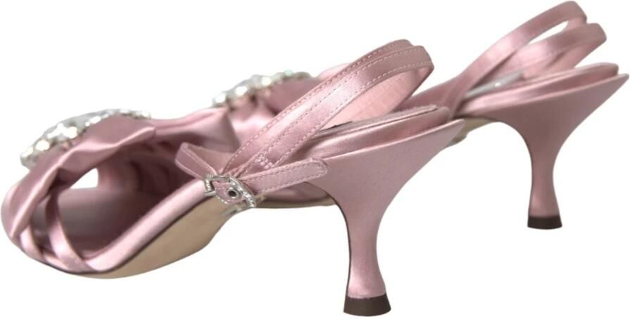 Dolce & Gabbana Kristalhakken Sandalen Roze Zijde - Foto 5