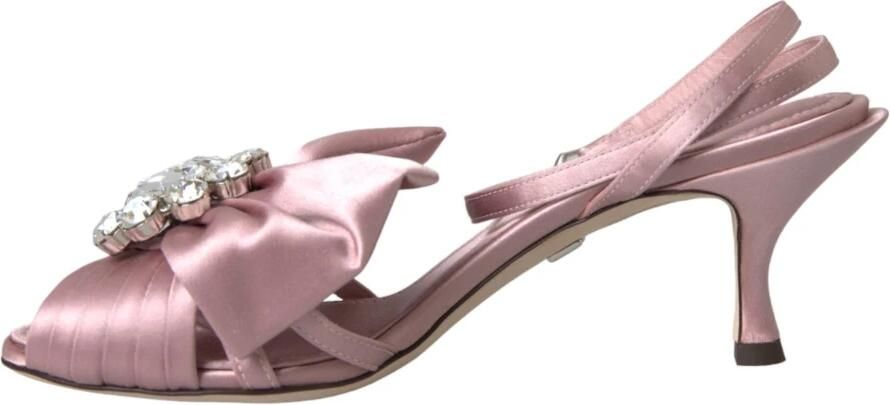 Dolce & Gabbana Kristalhakken Sandalen Roze Zijde - Foto 6