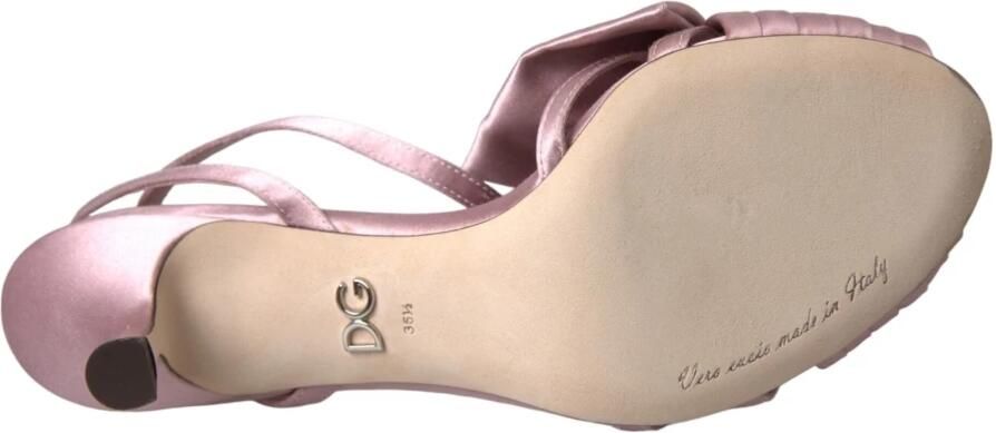 Dolce & Gabbana Kristalhakken Sandalen Roze Zijde - Foto 7